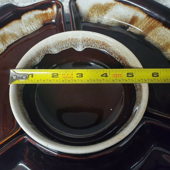 Vintage Brown Drip Glaze 5 Piece Serving Platter L - Picture 3 of 12